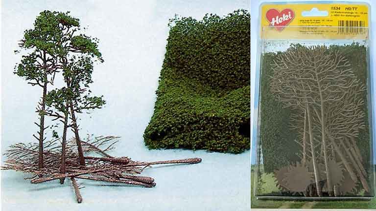 HEKI 1534 — Сосны (10 каркасов высотой ~100—160 мм и хвоя), 1:72—1:120 сделано в Германии