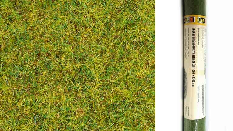 FALLER 180754 — Трава светло-зелёная (рулон 1000 × 1500 мм ≈ 1,5 м², флок), 1:35—1:250